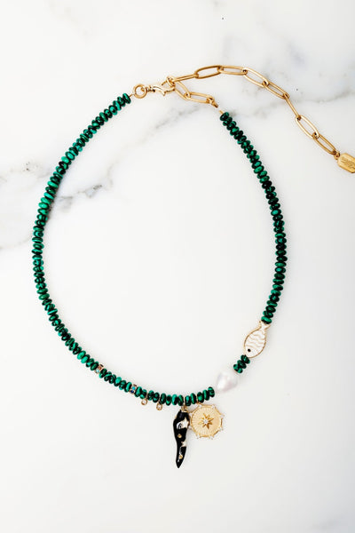 Moana Turquoise Beadnd Charm Necklace – Elizabeth Cole Jewelry